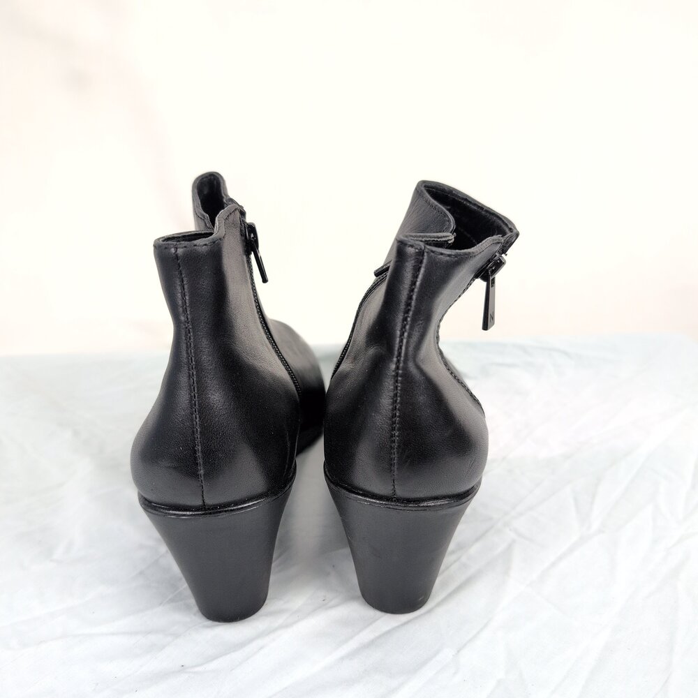 Naturalizer Black Leather Wedge Ankle Booties Size 10 - Picture 3 of 10